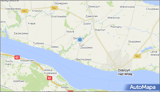 mapa Zbyszewo, Zbyszewo gmina Dobrzyń nad Wisłą na mapie Targeo